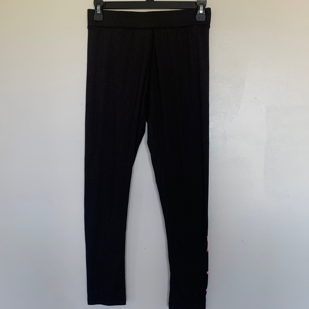 Black Hurley Leggings with Pink Logo
